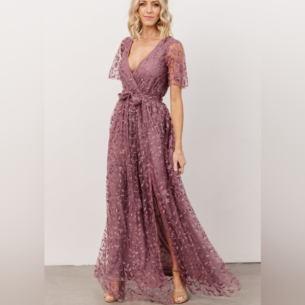 Baltic Born Marseille Embossed Floral Maxi Dress - Lavender - Size M